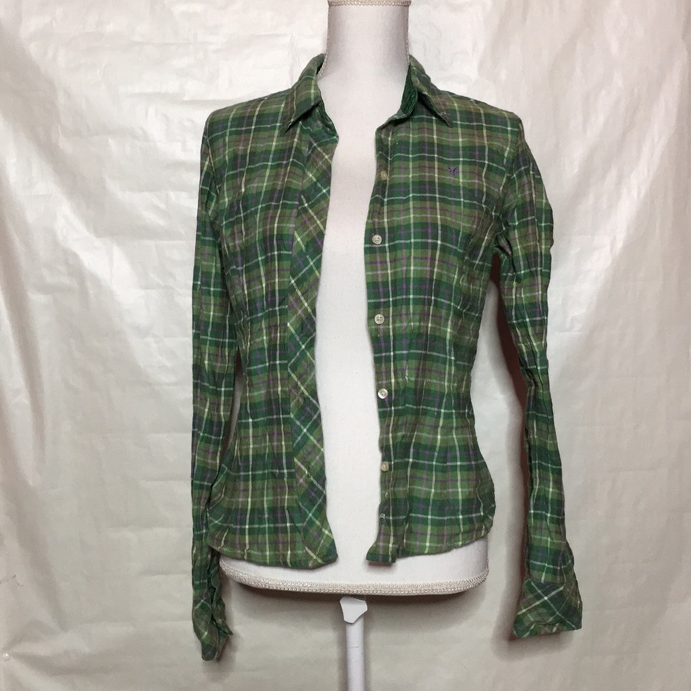 American Eagle Plaid Button Down Box15 - image 3